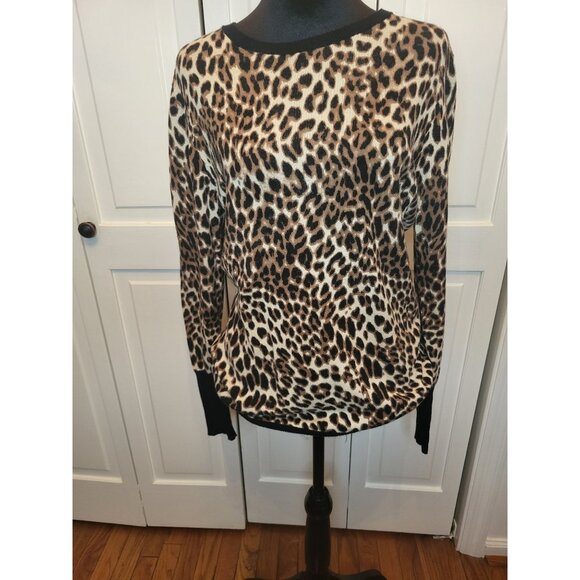 worthington Sweaters - Brown/Black Animal Print Thin Gauge Sweater Worthington L City Streetwear Office